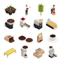 Coffee Isometric Icons Collection