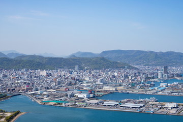 Cityscape of Takamatsu city,Kagawa,Shikoku,Japan