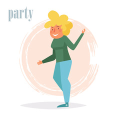 Dancing. Office party. Character Vector. Cartoon. Isolated art on white