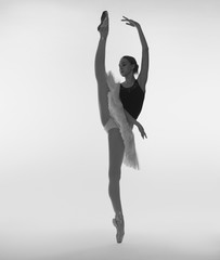Ballerina in a ballet tutu in the studio