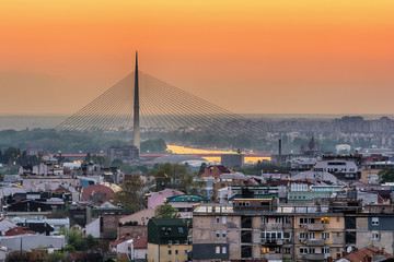 Belgrade, Serbia - April 10, 2017: Ada bridge in Belgrade 
