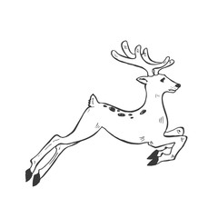 Christmas deer vector illustration isolated on white background. Hand drawn Christmas symbol. Doodle style.
