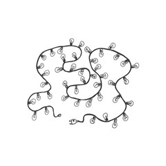 Christmas garland vector illustration isolated on white background. Hand drawn Christmas symbol. Doodle style.