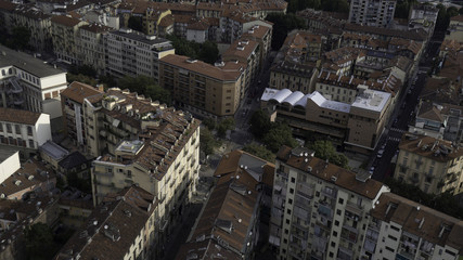 Aerial view of a city crossing