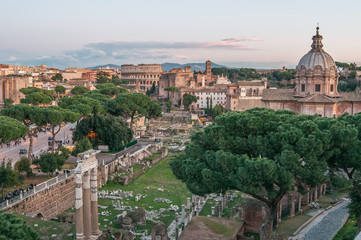 Fototapeta na wymiar View of Rome, sunset, Italy