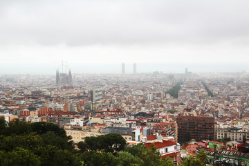 A panoramic view of Barcelona from Guell Park