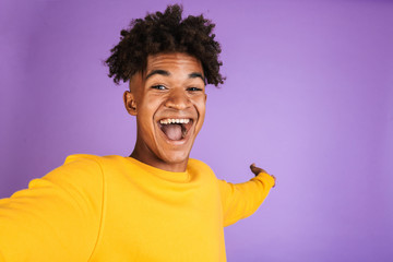 Portrait of a joyful young afro american man
