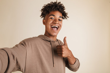 Portrait of a cheerful young afro american man