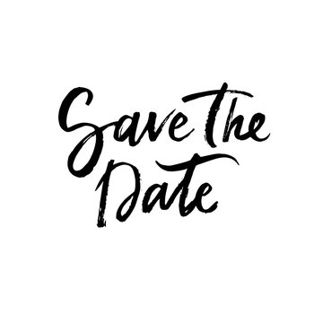 Save the date - unique handdrawn typography poster. Vector phrase for congratulation cards, invitations and flyers.