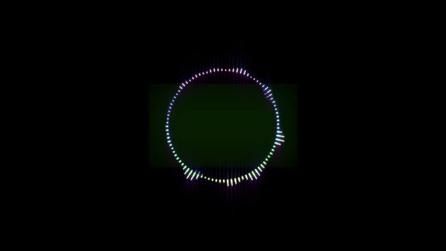 Round Multicolored Equalizer on a Black Background. 4K.