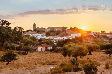 sunset in Valencia de Alcantara, Cáceres, Extremadura, Spain