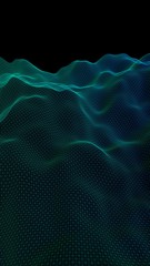 Abstract landscape background. Cyberspace grid. Hi-tech network. Vertical image orientation. 3D illustration