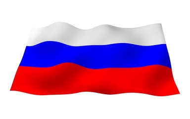 Waving flag of the Russian Federation. The National. State symbol of the Russia. 3D illustration
