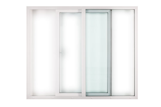sliding white window door on white background