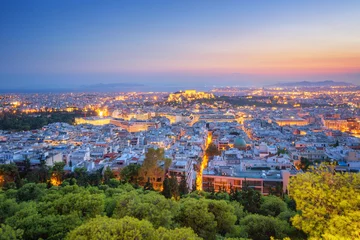 Foto op Canvas Avond Uitzicht op het prachtige Athene, Griekenland © tichr
