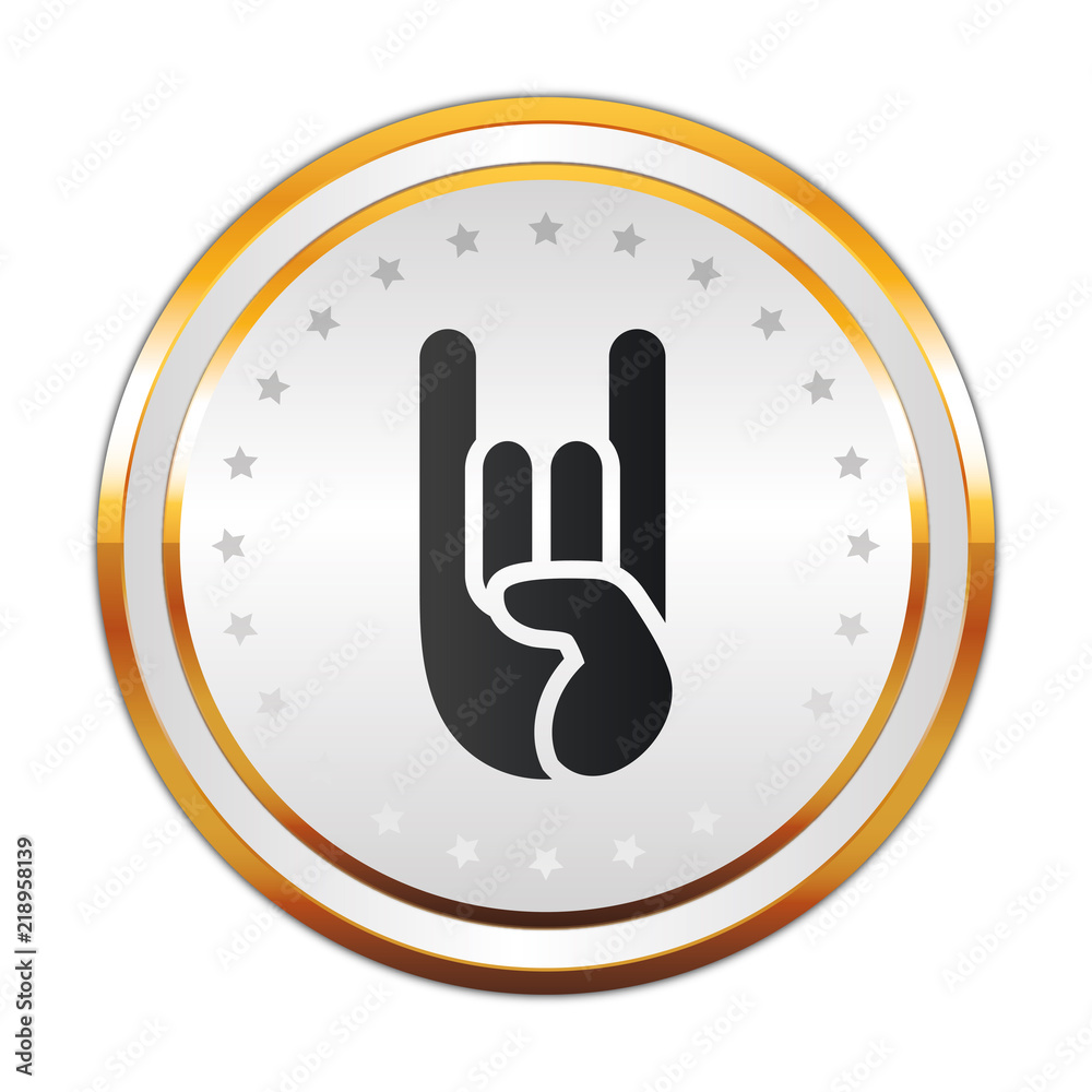 Poster Luxus Button weiß - Fingergeste Hardrock