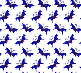 Butterfly blue and white pattern