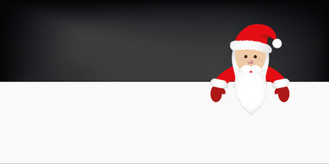 Fototapeta na wymiar santa claus in red costume white banner black background