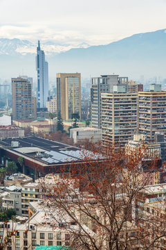 Aerial view of the city of Santiago, Chile