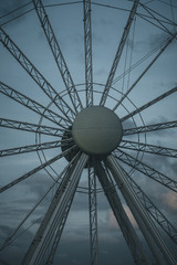 Scheveningen beach in the Netherlands and fireworkshow at night