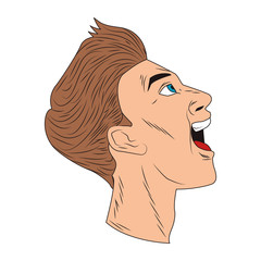 Businessman profile surprised pop art cartoon vector illustration graphic design