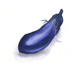 ナス　水彩画