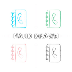 Telephone book hand drawn icons set