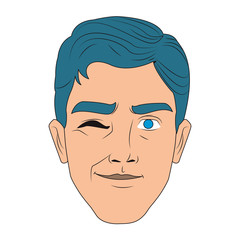 Man face eyewink pop art cartoon vector illustration graphic design
