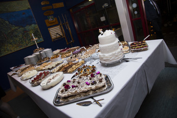 Wedding cakes at a wedding