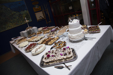 Wedding cakes at a wedding