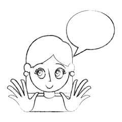 girl happy portrait character speech bubble