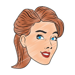 Woman face pop art cartoon vector illustration graphic design