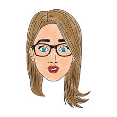 Woman face pop art cartoon vector illustration graphic design