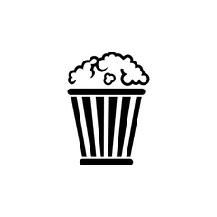 Popcorn Bucket, Pop Corn Box. Flat Vector Icon illustration. Simple black symbol on white background. Popcorn Bucket, Pop Corn Box sign design template for web and mobile UI element