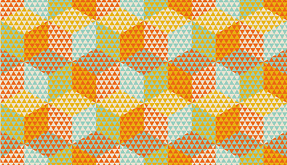 Hexagons and triangles geometric seamless pattern