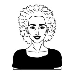Woman afro profile pop art cartoon vector illustration graphic design