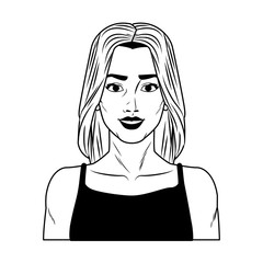 Woman profile pop art cartoon vector illustration graphic design
