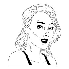 Woman profile pop art cartoon vector illustration graphic design