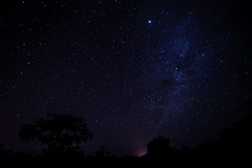 Fototapeta na wymiar Night sky stars with milky way on mountain background