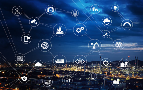  Industry icon pattern on industry background.