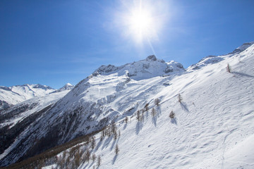 The mountain range in Saas Fee, Switzerland