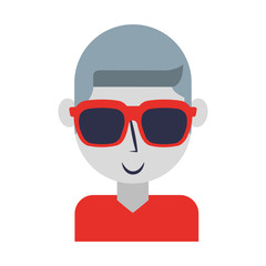 young man character with sunglasses