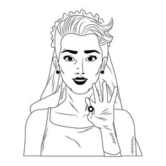 Bride holding ring pop art cartoon vector illustration graphic design