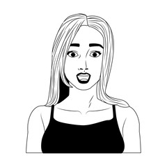 Woman surpised profile pop art cartoon vector illustration graphic design
