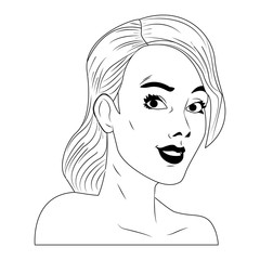 Woman face pop art cartoon vector illustration graphic design