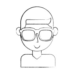 young man character with sunglasses