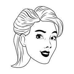Woman face pop art cartoon vector illustration graphic design