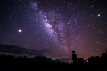 Obraz na płótnie Canvas Night sky stars with milky way on mountain background