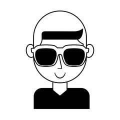 young man character with sunglasses