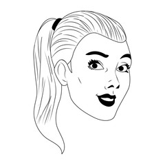 Woman face pop art cartoon vector illustration graphic design